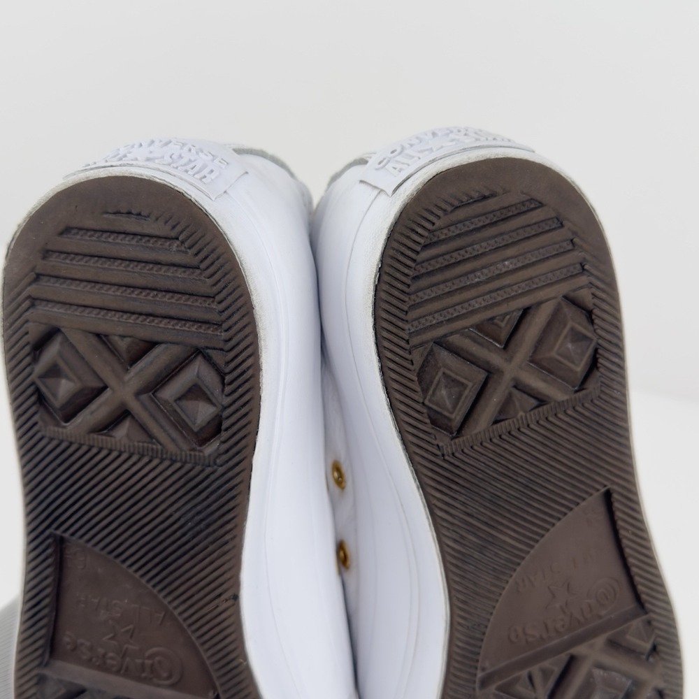 Converse Chuck Taylor All Star Lift Ox Womens 8.5 White Leather Gold Platform - Picture 10 of 13